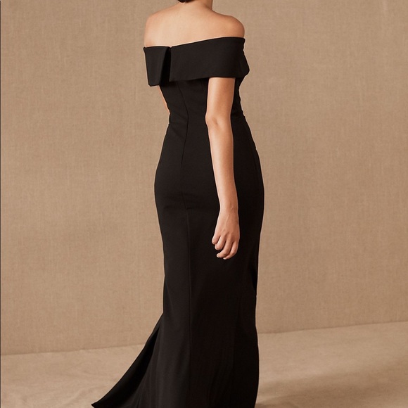 BHLDN Delice Off-the-Shoulder Crepe Dress in Black Size 8 Flared Hem - Picture 3 of 15